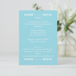 Informações Cartão de Detalhes de Casamento Azul Claro e Branc