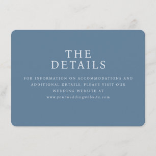 Informações Cartão de Detalhes de Casamento Azul Elegante com
