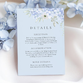 Informações Cartão de detalhes de casamento azul hortênsia