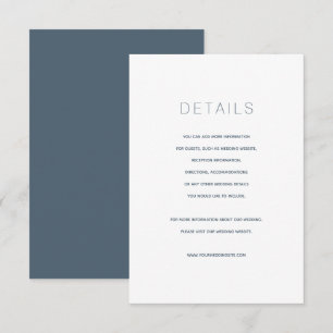 Informações Cartão de Detalhes de Casamento Azul Moderno Simpl