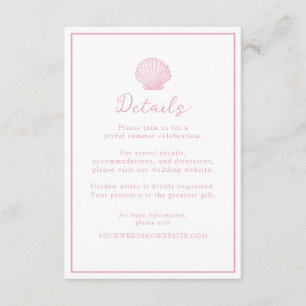 Informações Cartão de Detalhes de Casamento Blush Pink Seashel