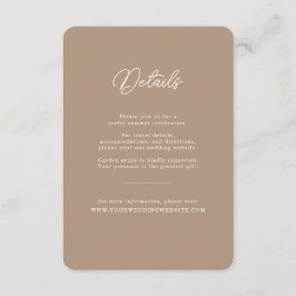 Informações Cartão de Detalhes de Casamento Boho Areia Minimal