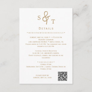 Informações Cartão de Detalhes de Casamento Boho Dourado com M