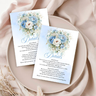 Informações Cartão de Detalhes de Casamento Boho Dusty Blue Pe