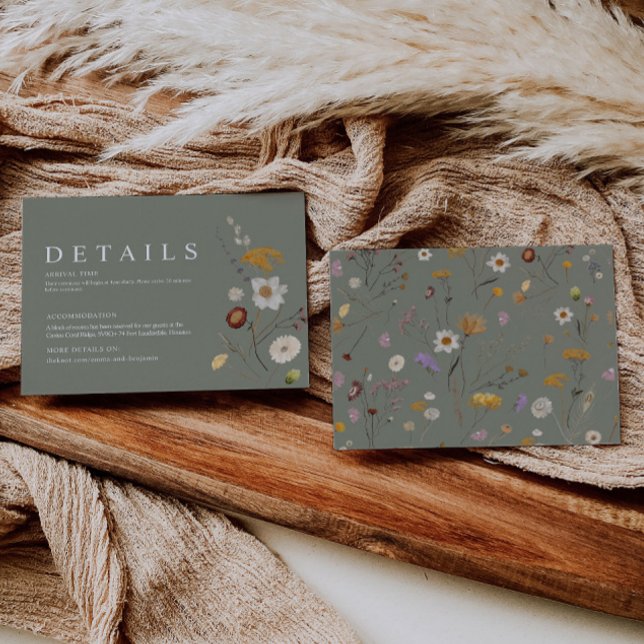 Informações Cartão de Detalhes de Casamento Boho Flor de Campo (Criador carregado)