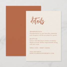 Informações Cartão de Detalhes de Casamento Boho Rust de Sobre