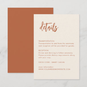 Informações Cartão de Detalhes de Casamento Boho Rust de Sobre
