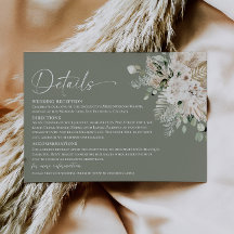 Cartão de Detalhes de Casamento Boho Sage Green Pa