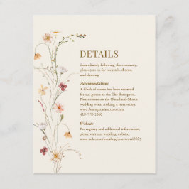 Informações Cartão de Detalhes de Casamento Botânico Boho Flor