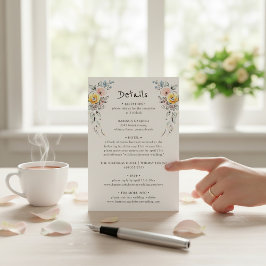 Informações Cartão de Detalhes de Casamento Botânico Pastel Bl