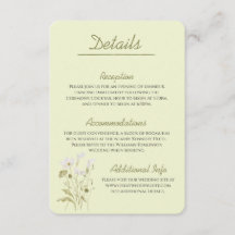 Cartão de Detalhes de Casamento Botânico Verde Mod