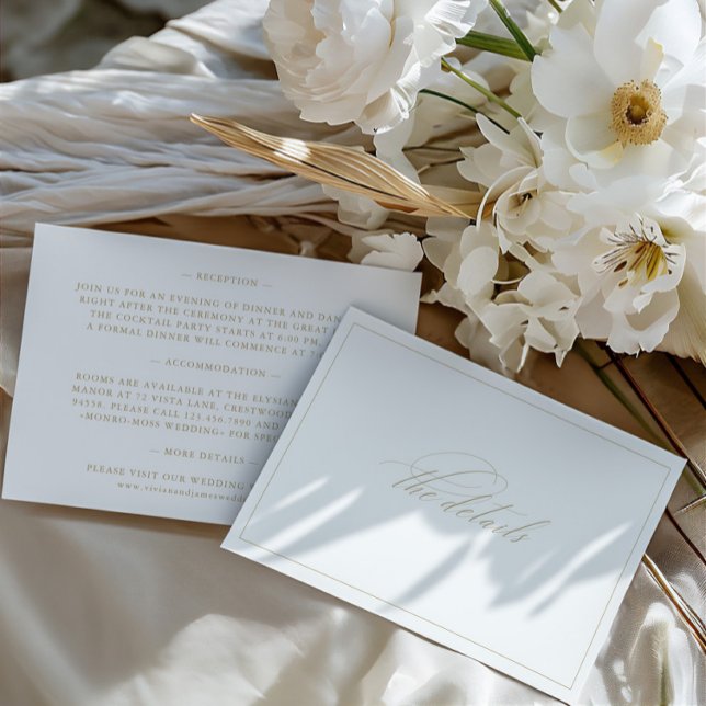 Informações Cartão de Detalhes de Casamento Branco Elegante (Elegant White Wedding Details Enclosure Card)