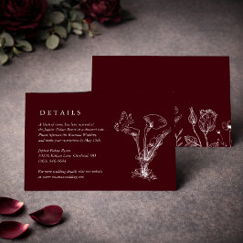 Informações Cartão de Detalhes de Casamento Burgundy Floral El