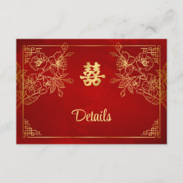 Informações Cartão de Detalhes de Casamento Chinês Vermelho