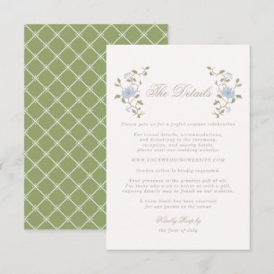 Informações Cartão de Detalhes de Casamento Chintz Lotus Sage