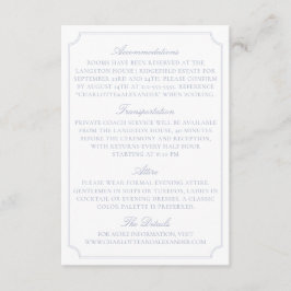 Informações Cartão de Detalhes de Casamento Classic Light Blue