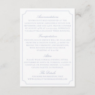 Informações Cartão de Detalhes de Casamento Classic Light Blue