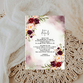 Informações Cartão de Detalhes de Casamento com Aquarela Borde
