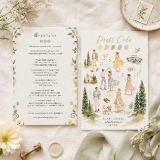 Informações Cartão de Detalhes de Casamento com Aquarela Capri