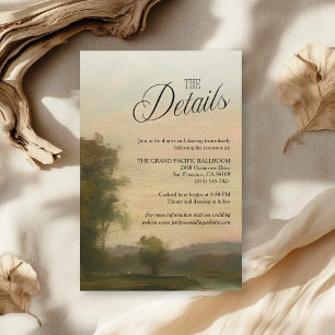 Informações Cartão de Detalhes de Casamento com Arte de Paisag