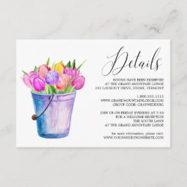 Informações Cartão de Detalhes de Casamento com Balde de Tulip