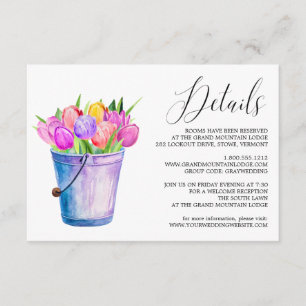 Informações Cartão de Detalhes de Casamento com Balde de Tulip