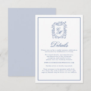 Informações Cartão de Detalhes de Casamento com Brasão Floral 