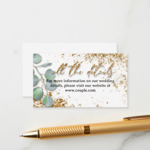 Informações Cartão de detalhes de casamento com brilho dourado