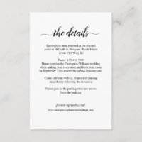 Cartão de Detalhes de Casamento com Caligrafia de 