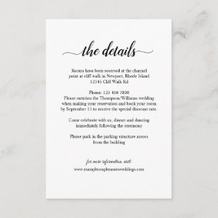 Informações Cartão de Detalhes de Casamento com Caligrafia de 