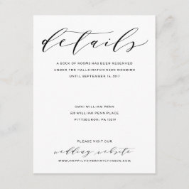 Informações Cartão de Detalhes de Casamento com Caligrafia de 