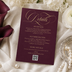 Informações Cartão de Detalhes de Casamento com Caligrafia em
