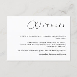 Informações Cartão de Detalhes de Casamento com Caligrafia Min