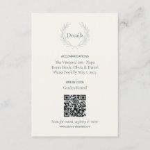 Cartão de Detalhes de Casamento com Código QR do R