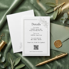 Informações Cartão de Detalhes de Casamento com Código QR em V