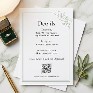 Informações Cartão de Detalhes de Casamento com Código QR em V