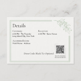 Informações Cartão de Detalhes de Casamento com Código QR em V