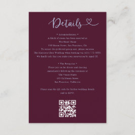 Informações Cartão de detalhes de casamento com código QR para