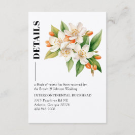 Informações Cartão de Detalhes de Casamento com Flor de Laranj