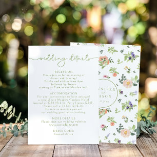 Informações Cartão de Detalhes de Casamento com Flores Caprich
