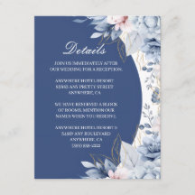 Cartão de Detalhes de Casamento com Flores em Azul
