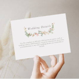 Informações Cartão de Detalhes de Casamento com Flores Silvest