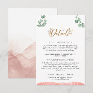 Informações Cartão de Detalhes de Casamento com Folhagem Doura