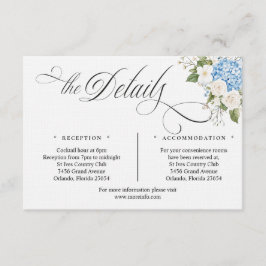 Informações Cartão de Detalhes de Casamento com Fonte Blue Hyg