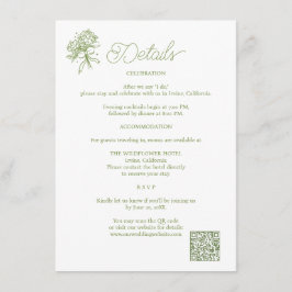 Informações Cartão de Detalhes de Casamento com Hortênsia Verd