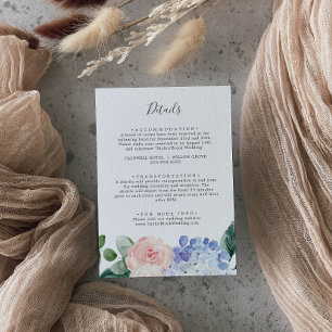 Informações Cartão de Detalhes de Casamento com Hortênsias Ele