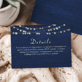 Informações Cartão de Detalhes de Casamento com Luzes de Corda