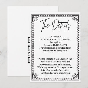 Informações Cartão de Detalhes de Casamento com Moldura Celta 