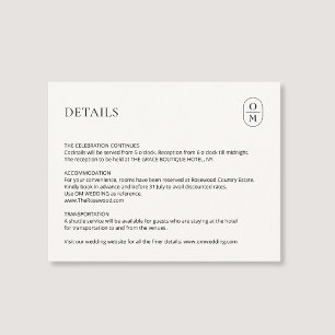 Informações Cartão de Detalhes de Casamento com Monograma Mini