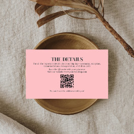 Informações Cartão de Detalhes de Casamento com Monograma Rosa
